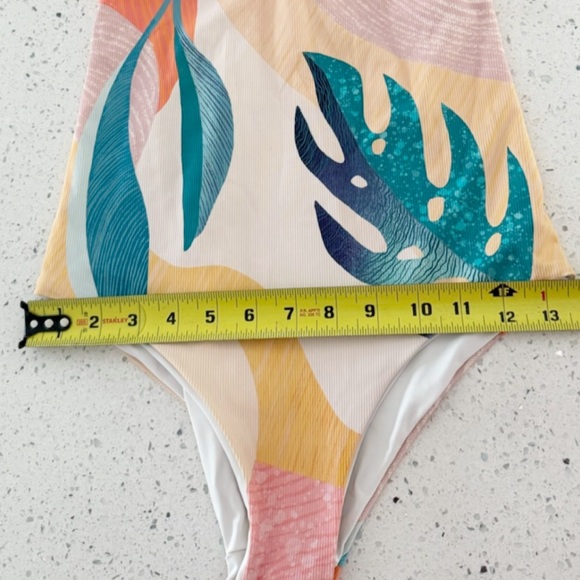 Imsy Caroline One Piece Cabana Swimsuit Small Tropical Leaf Print Multicolor - Picture 6 of 7